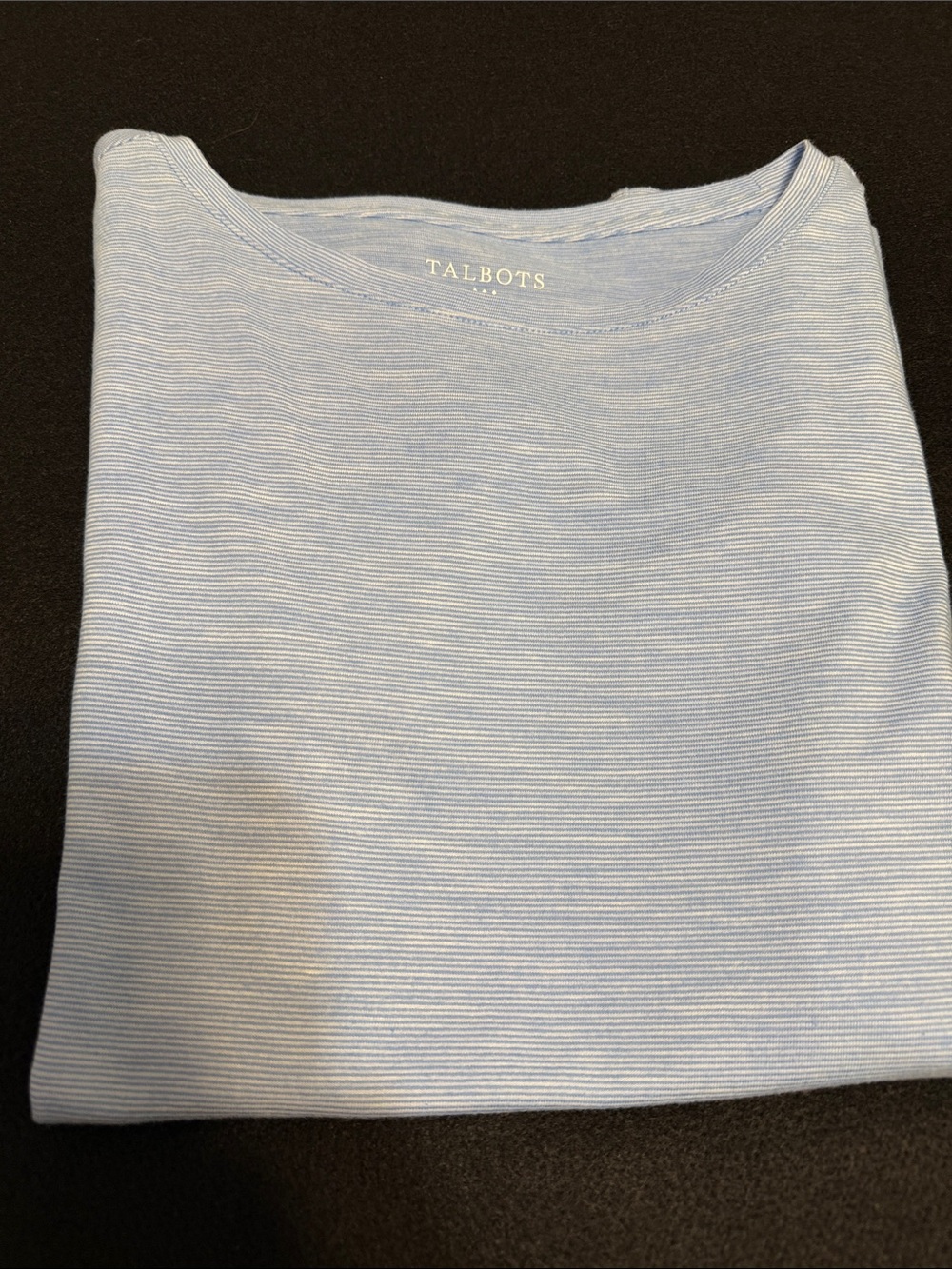 Talbots Pale Blue Subtle Stripe Short Sleeve Tee